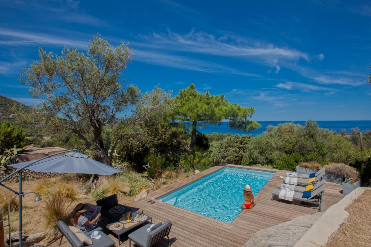 Villa Bodri, Maison En Pierre Avec Vue Mer Et Piscine Chauffee LʼÎle-Rousse Exterior foto